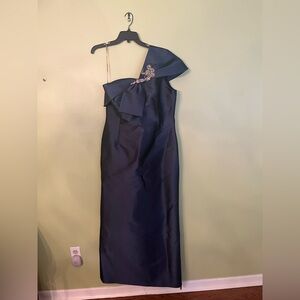 Elegant Steel Blue One-Shoulder Dress